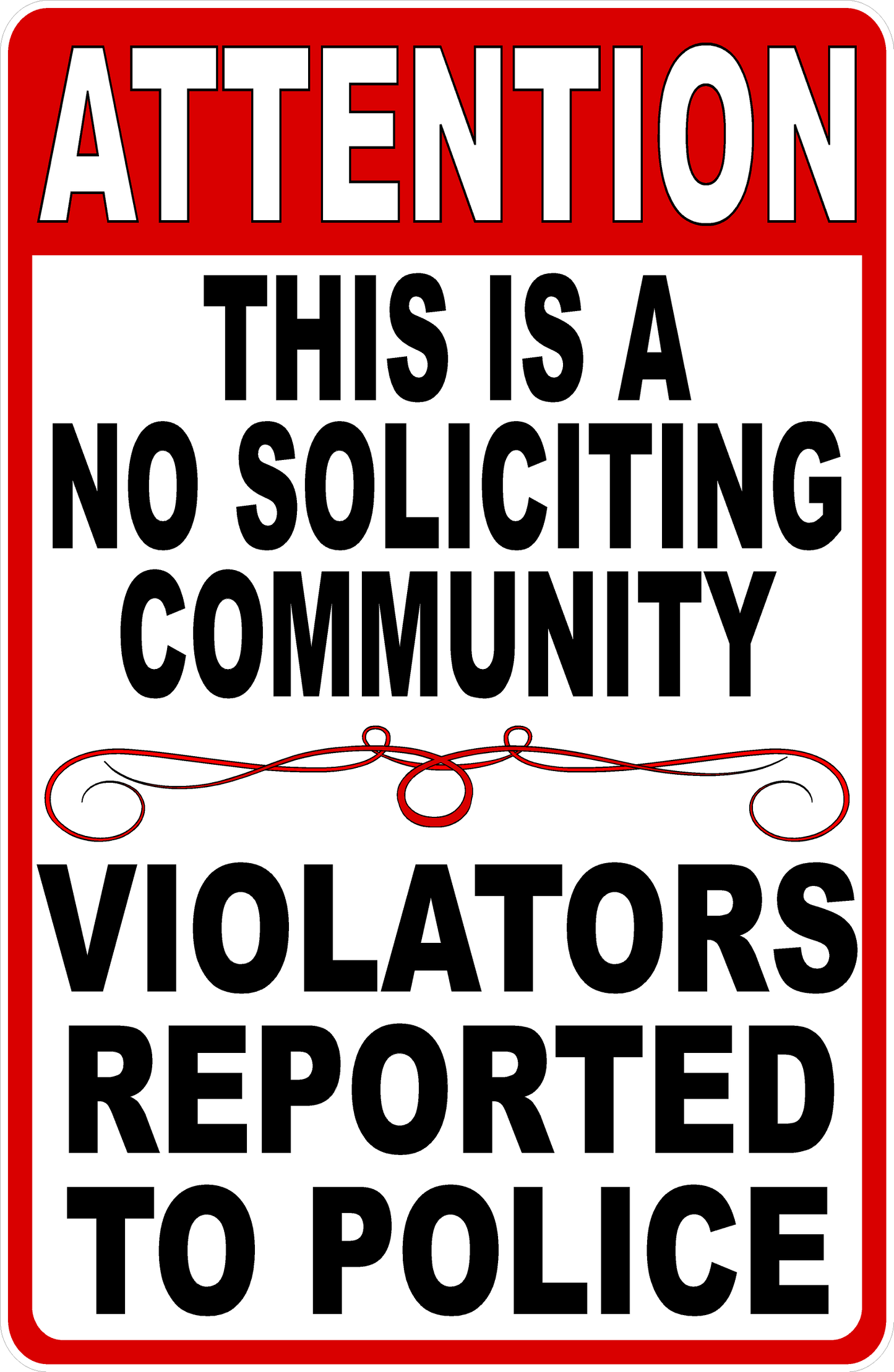 Attention This is a No Soliciting Community Decal