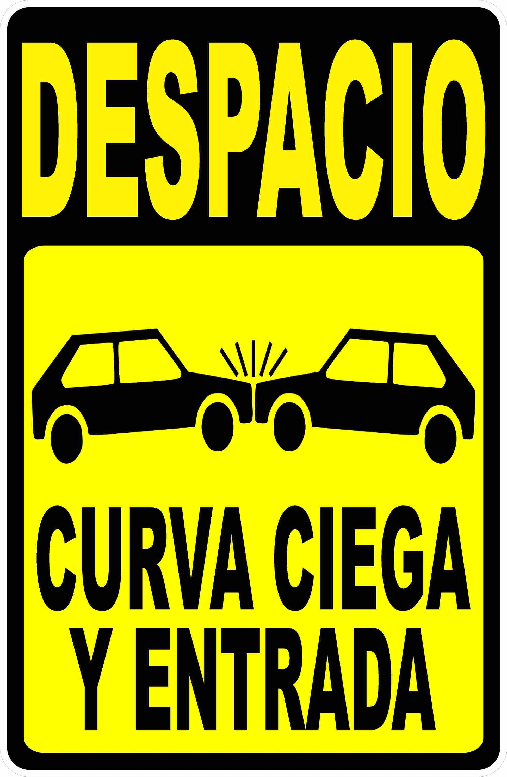 Slow Blind Curve and Driveway Sign Spanish