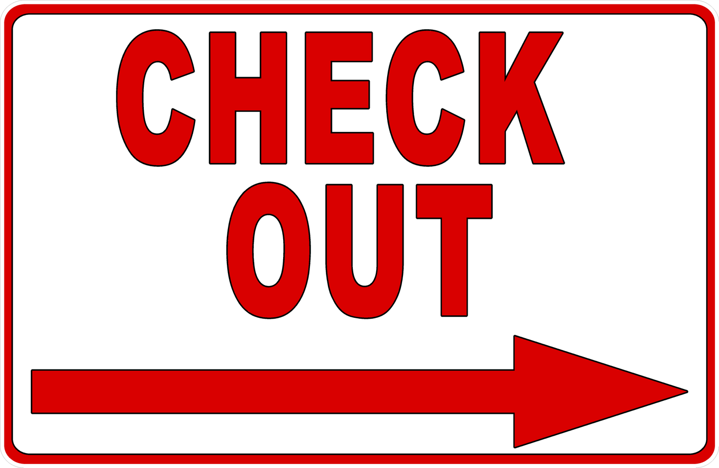 Check Out Sign with Optional Directional Arrow