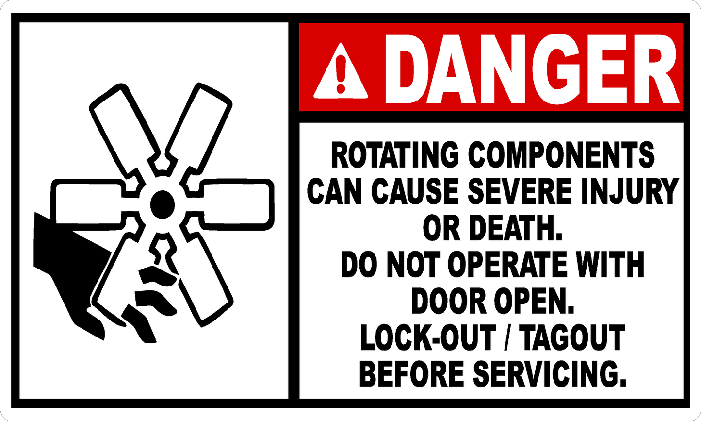 Danger Rotating Components Can Cause Severe Injury or Death Decal
