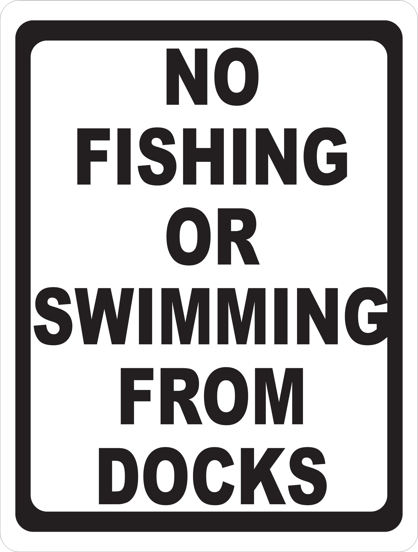 No Fishing or Swimming From Docks Sign