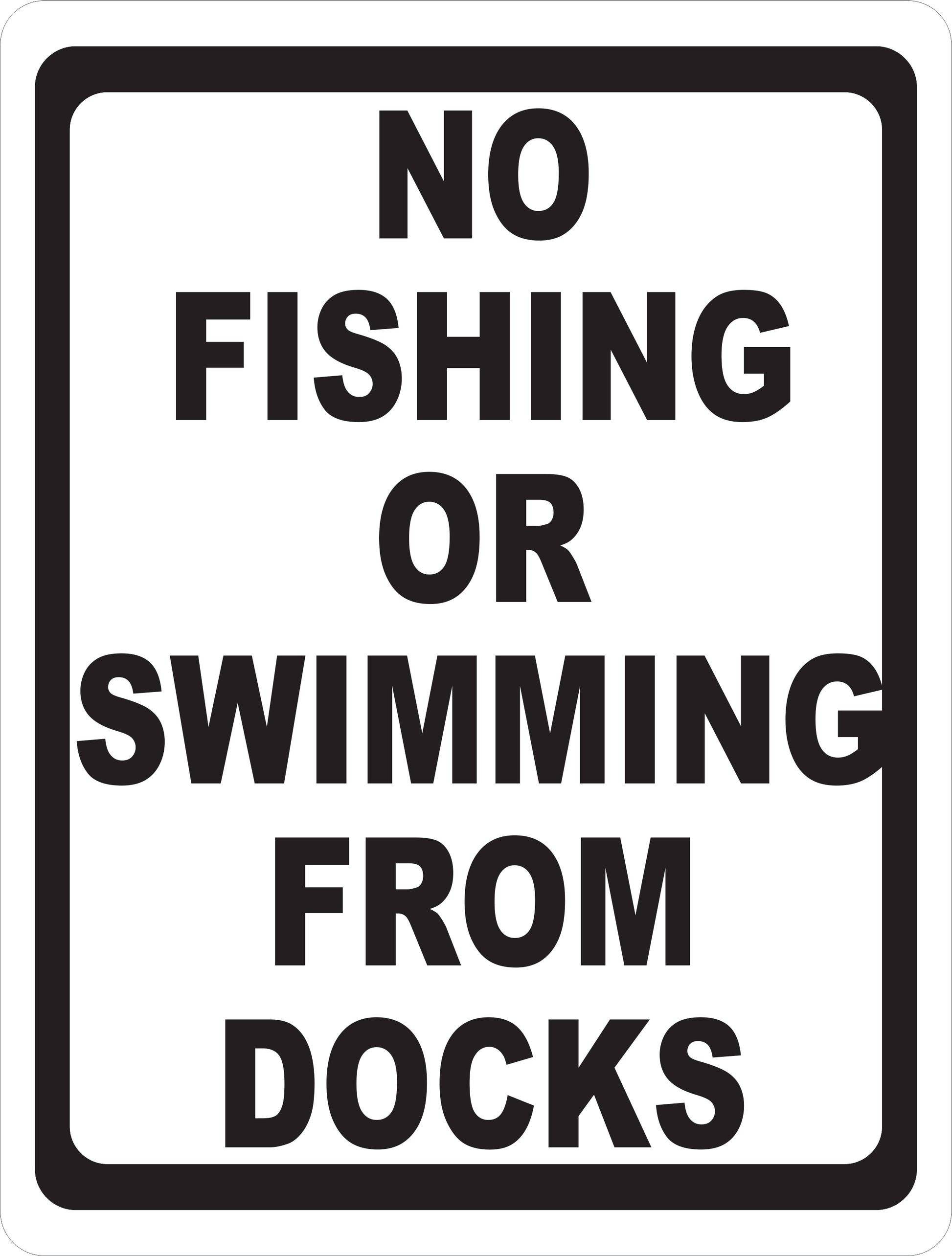 No Fishing or Swimming From Docks Sign