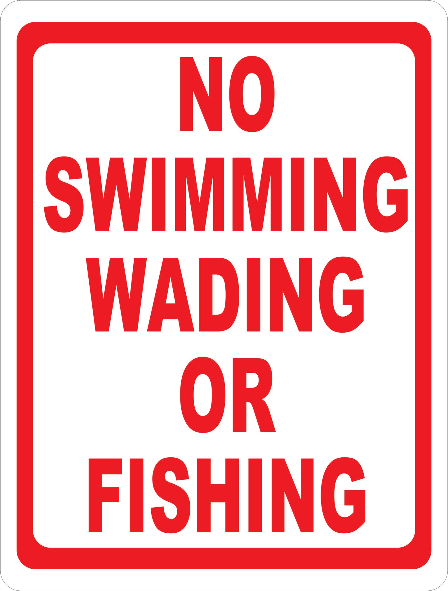 No Swimming Wading or Fishing Sign.