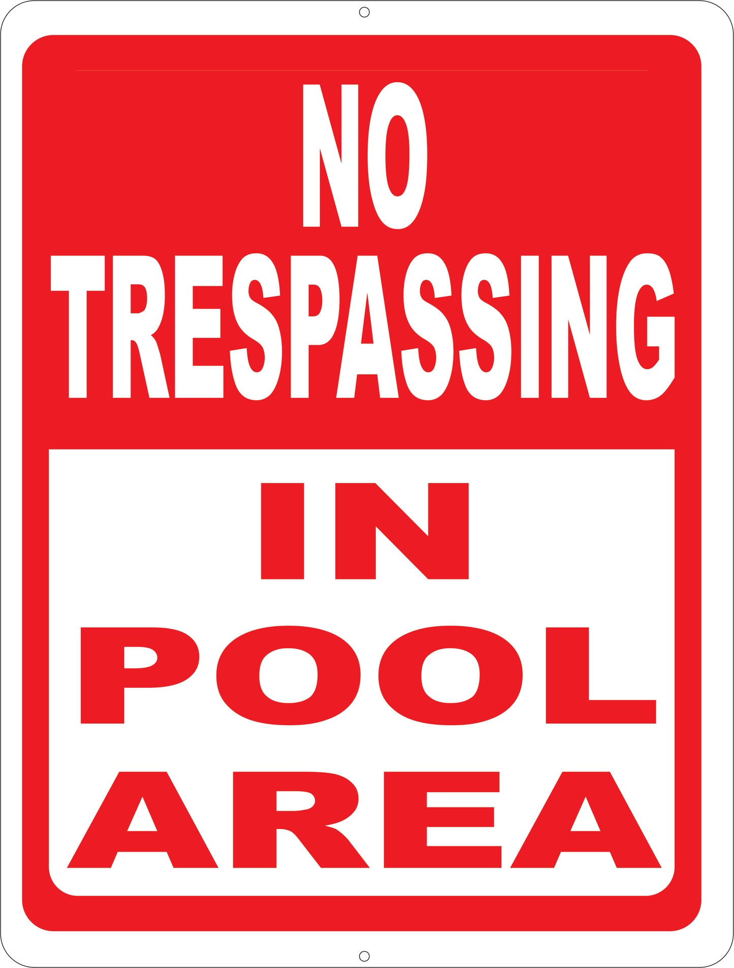 No Trespassing in Pool Area Sign