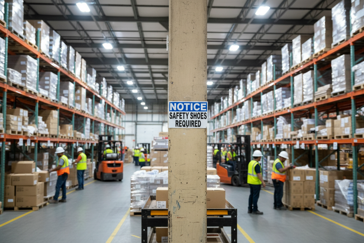 Notice Safety Shoes Required Sign by Sala Graphics