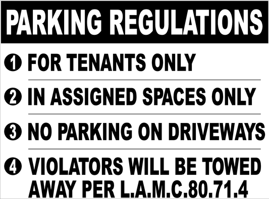 Parking Regulations L.A.M.C.80.71.4 Sign