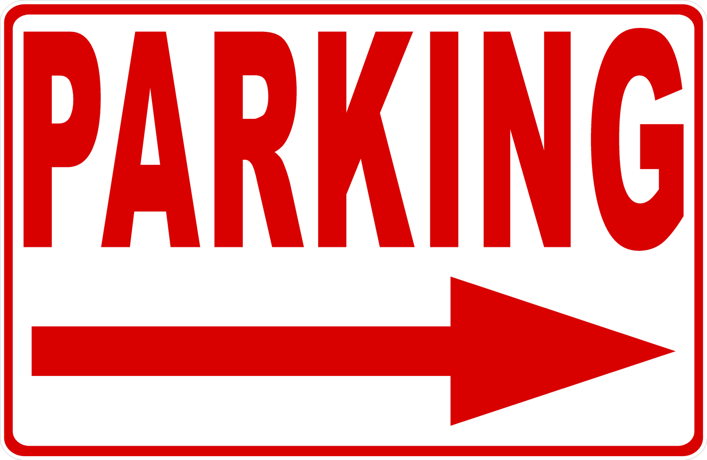 Parking Sign with Right Arrow