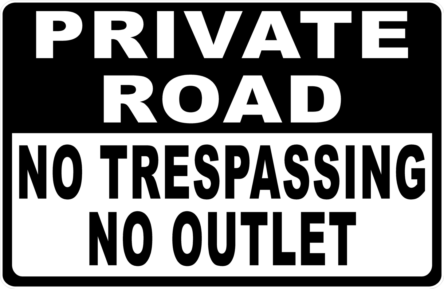 Private Road No Trespassing No Outlet Sign