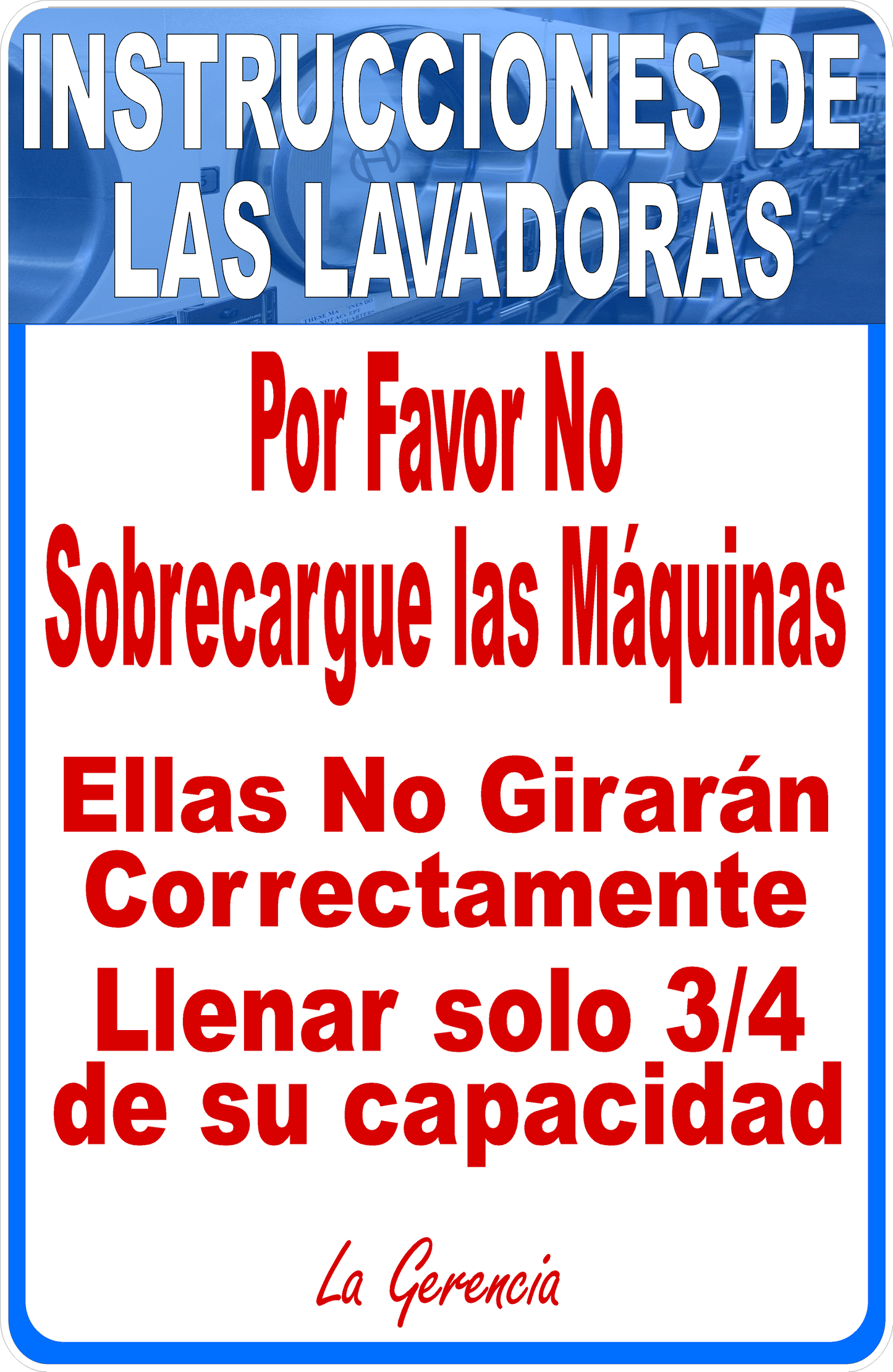 Spanish Washing Machine Instructions Do Not Overload Sign
