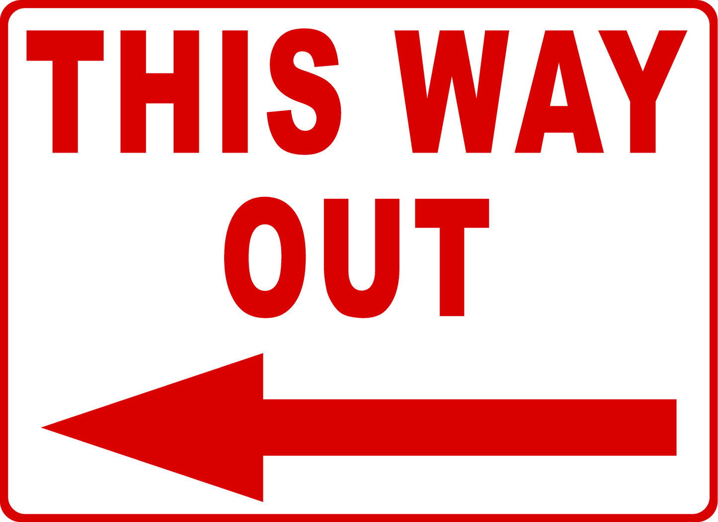 This Way Out With Right Arrow Sign