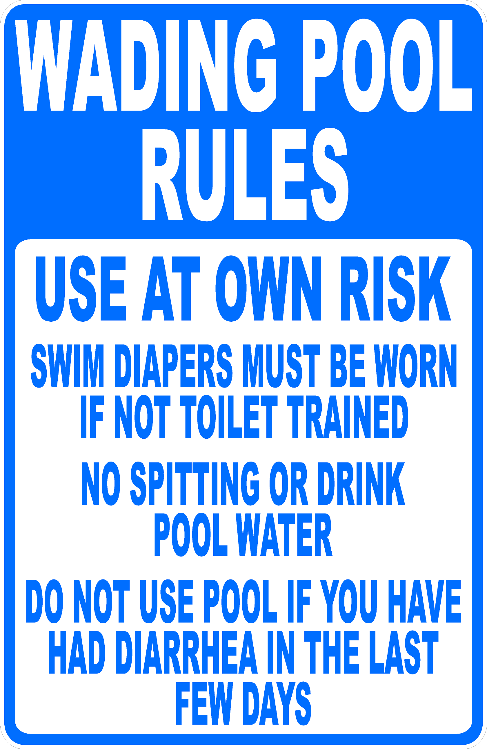 Wading Pool Rules Sign