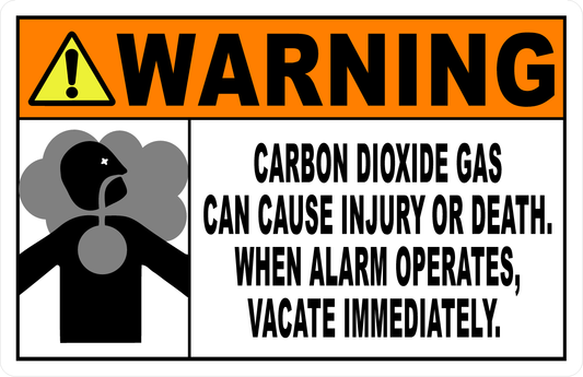 Warning Carbon Dioxide Gas Can Cause Injury or Death Sign