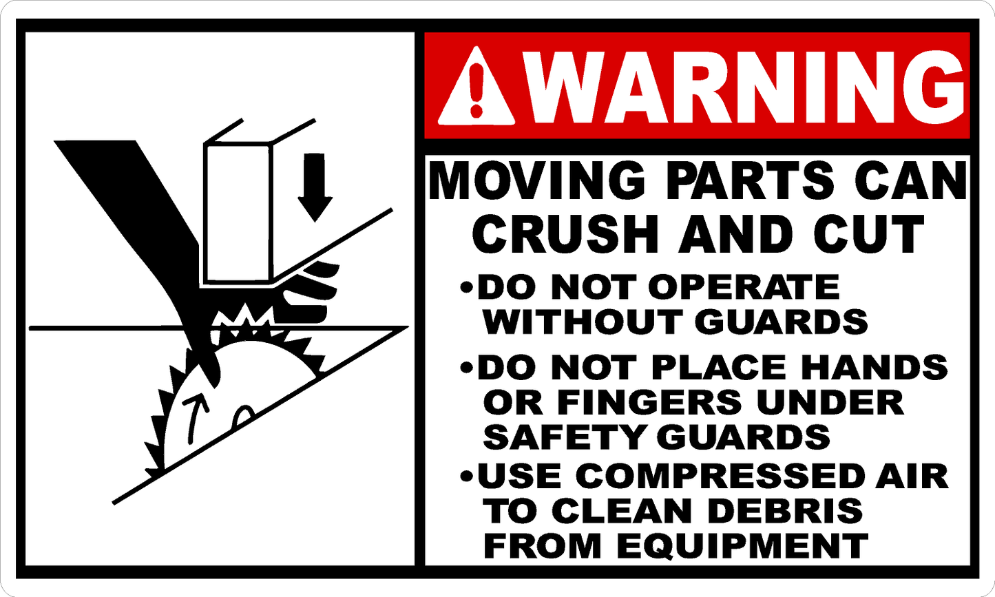 Warning Moving Parts Can Crush and Cut Decal