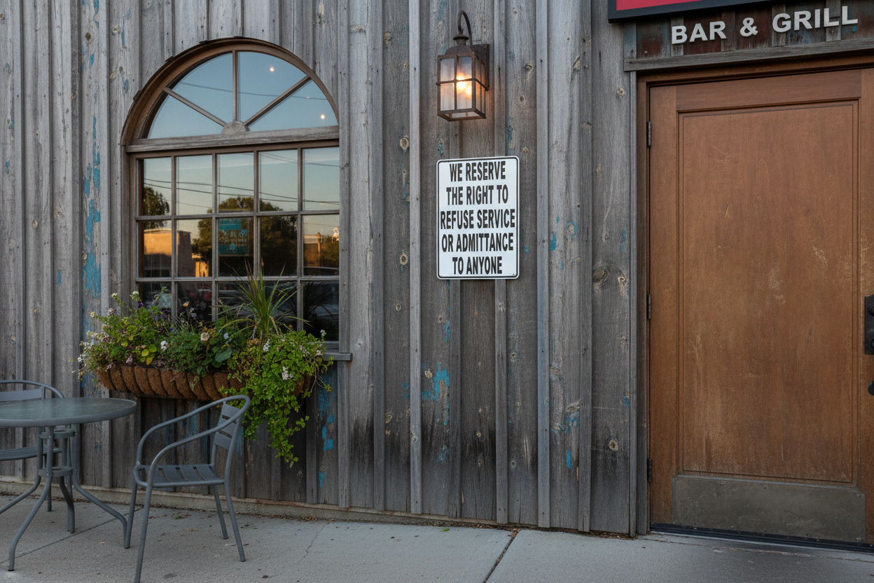 We Reserve Right to Refuse Service or Admittance Sign salagraphics