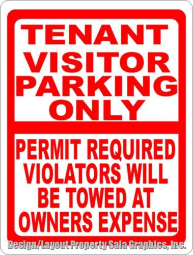 Tenant Visitor Parking Only Violators Towed Sign