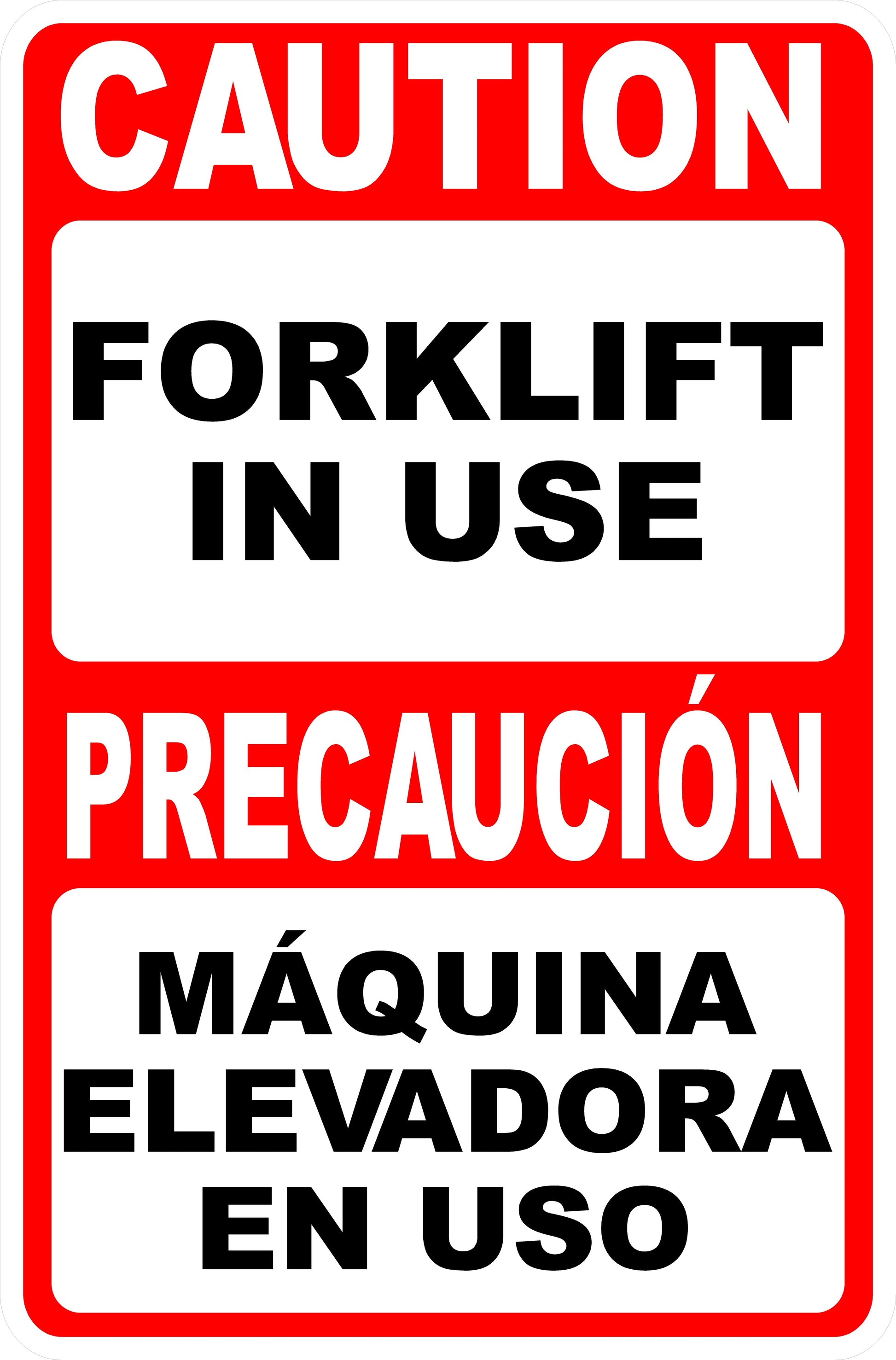 Caution Forklift In Use Bilingual Sign