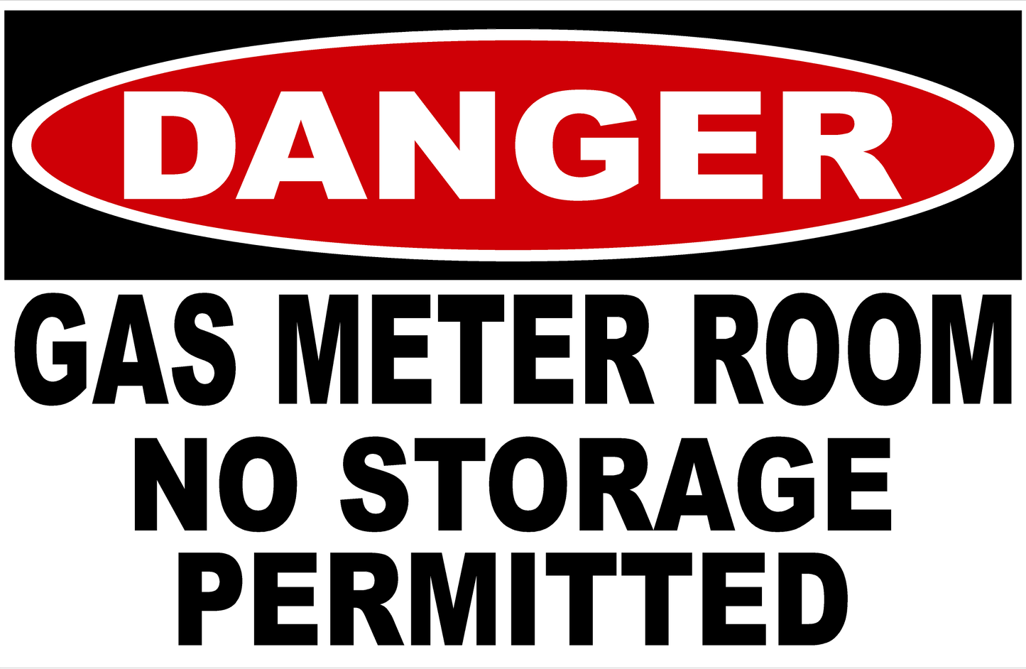 Danger Gas Meter Room No Storage Permitted Sign