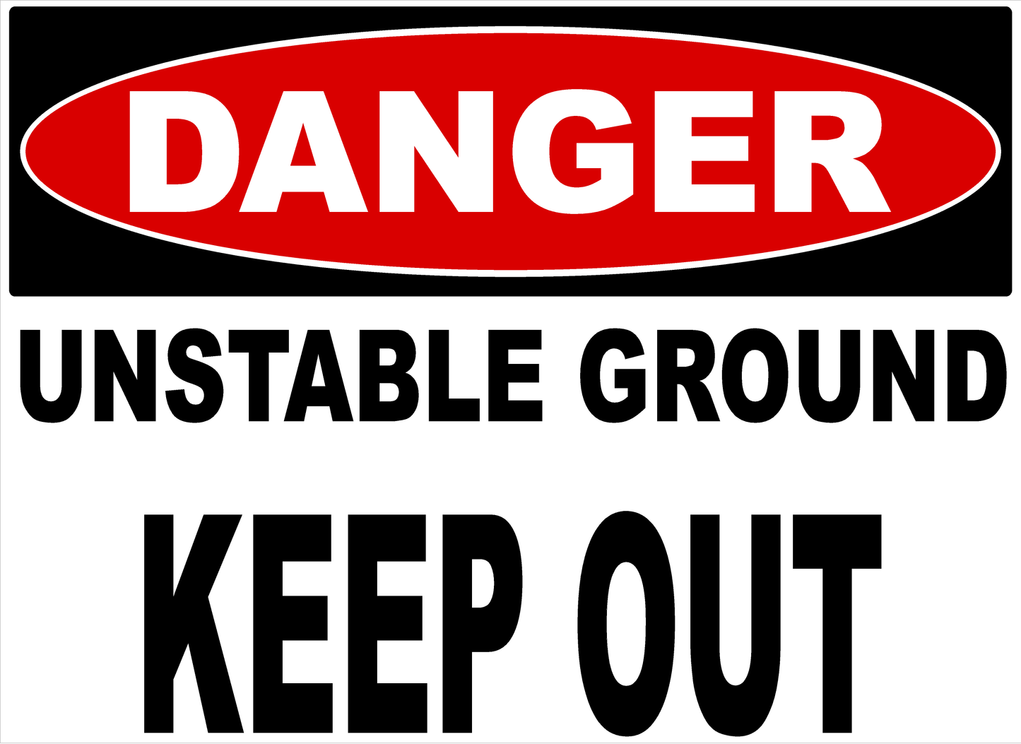 Danger Unstable Ground Keep Out Sign