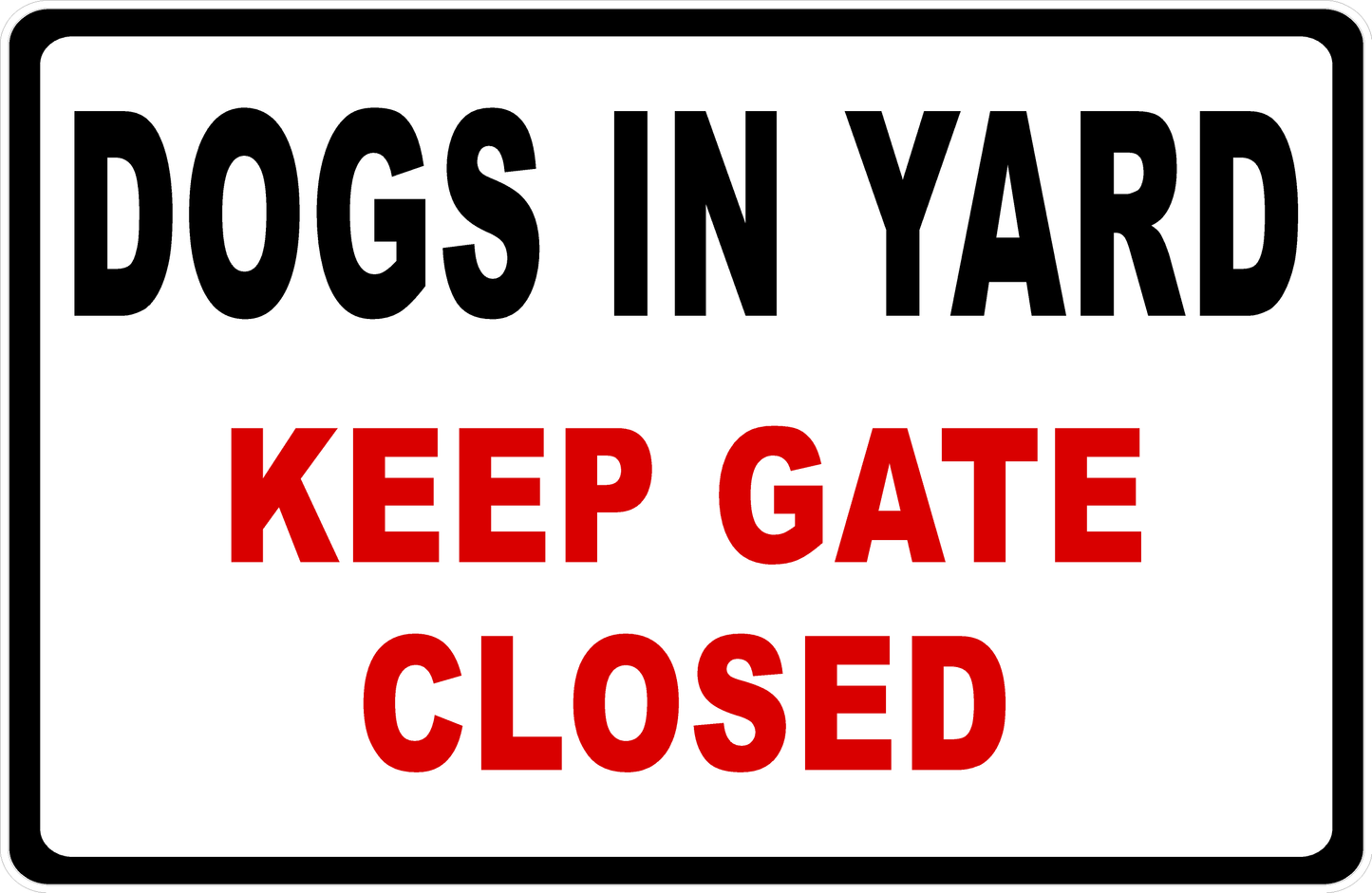 Dogs In Yard Keep Gate Closed Sign