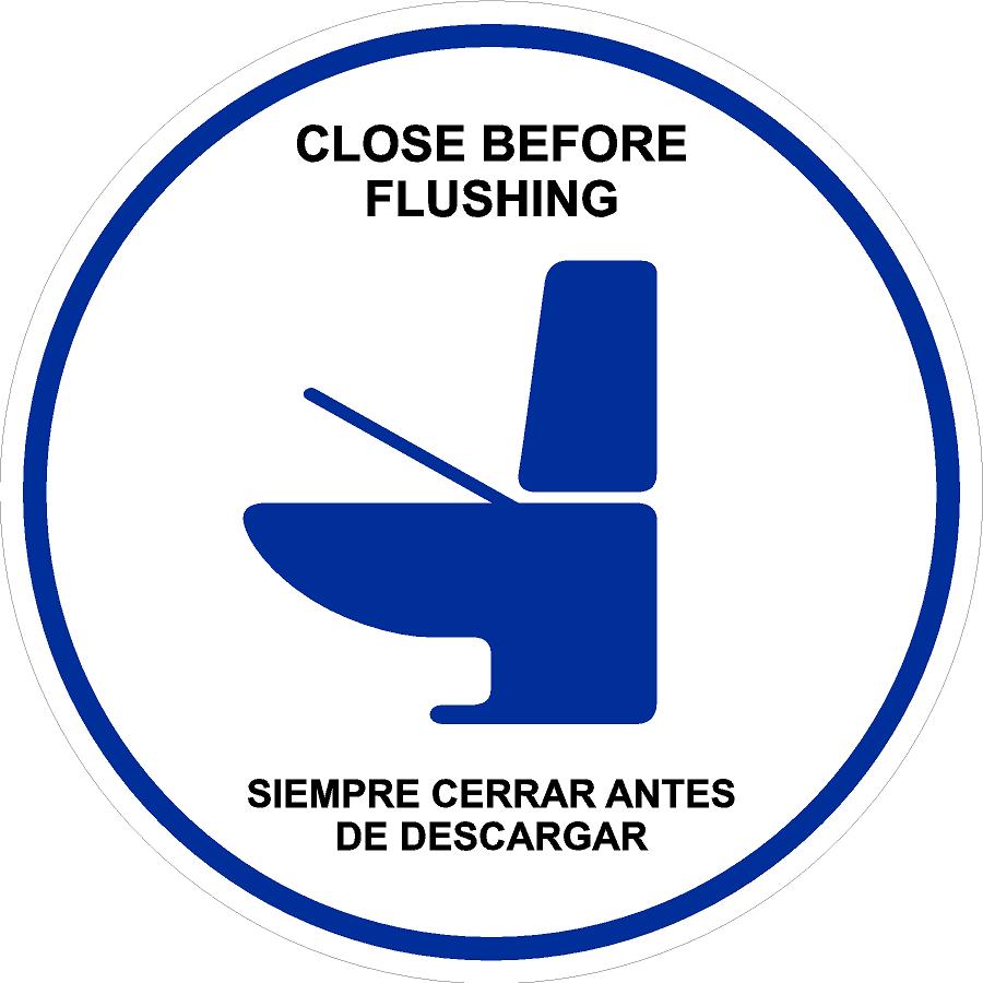 Close Before Flushing Bilingual Decal