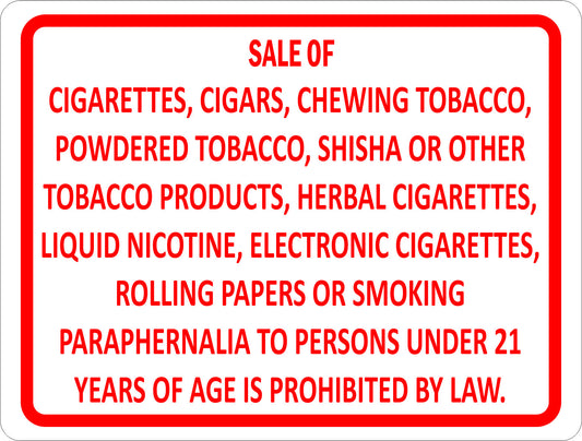 Smoking Product Sales Regulations Sign