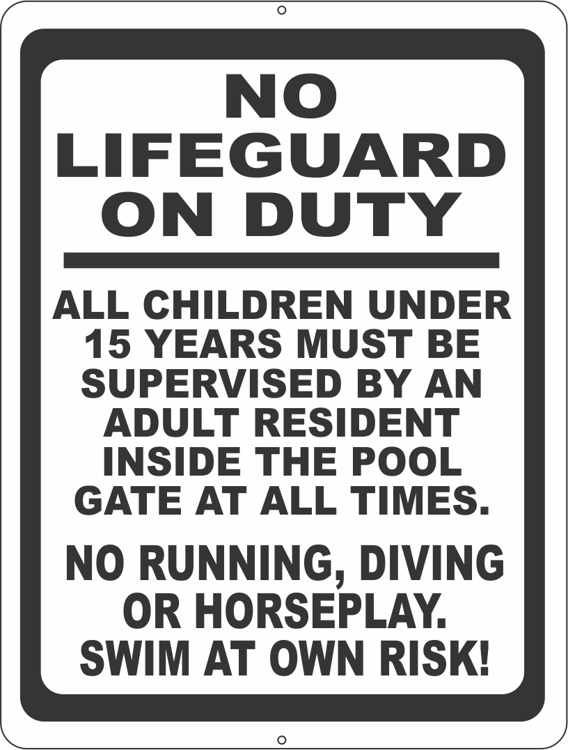 Georgia ‘No Lifeguard’ Warning Sign – 30x30 Inch Durable Plastic Pool Sign (4-Inch Letters)