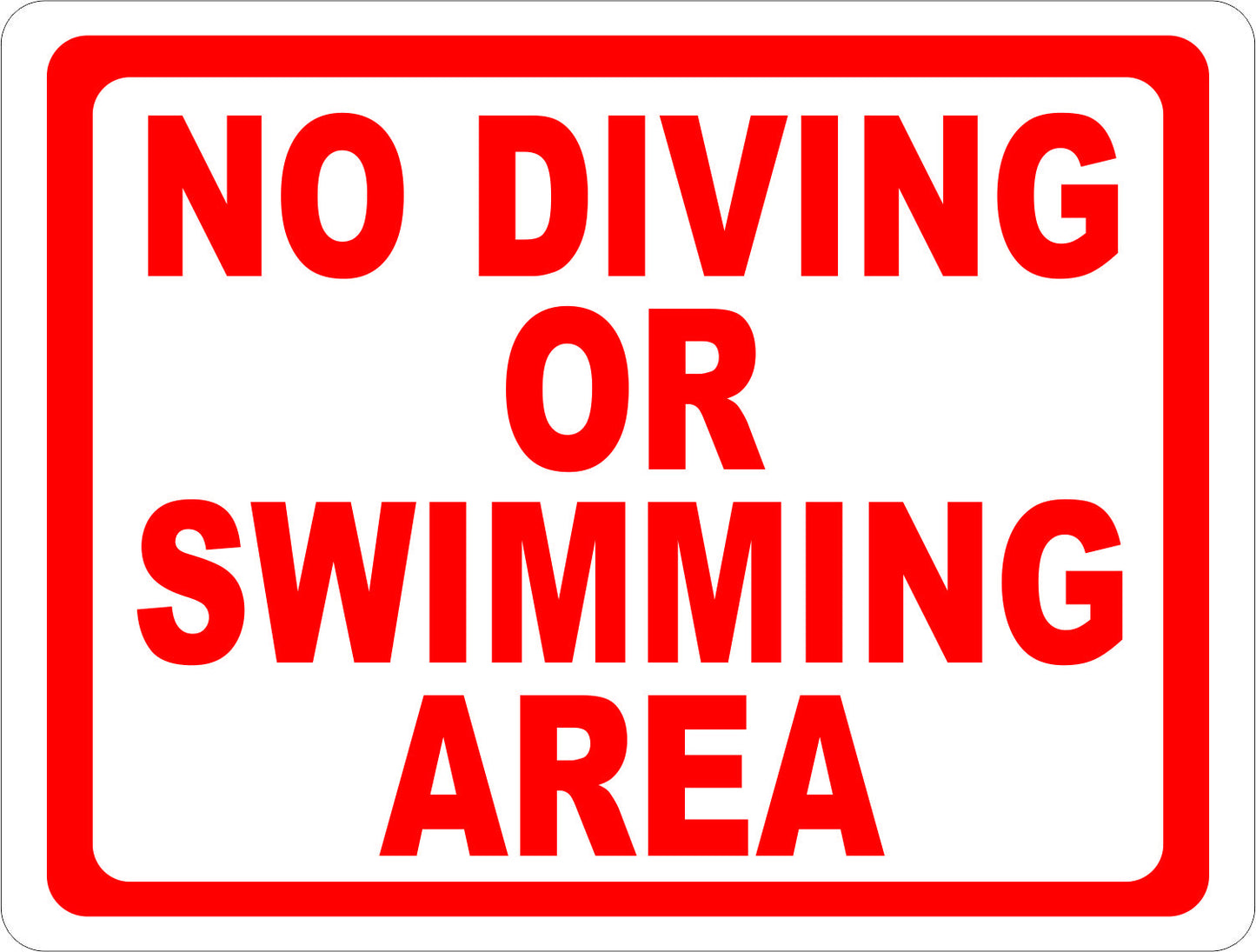 No Diving or Swimming Area Sign