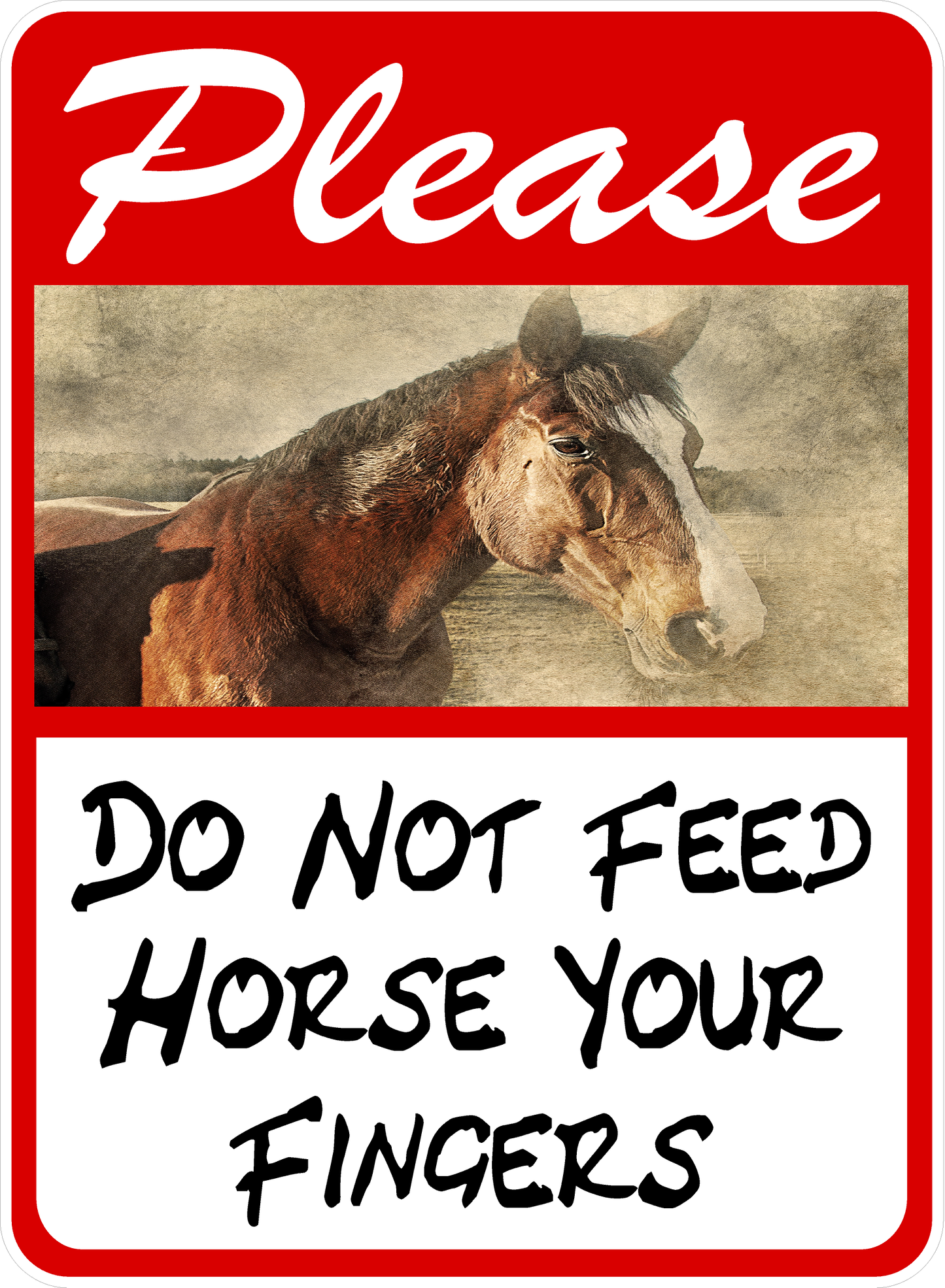 Please Do Not Feed Horse Your Fingers Sign