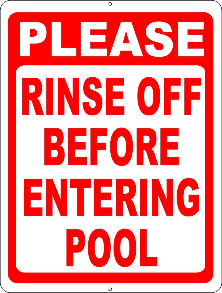 Please Rinse Off Before Entering Pool Sign Signs by SalaGraphics