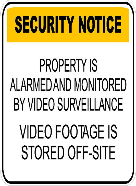 Security Notice Property Is Alarmed and Monitored by Video Surveillance Sign