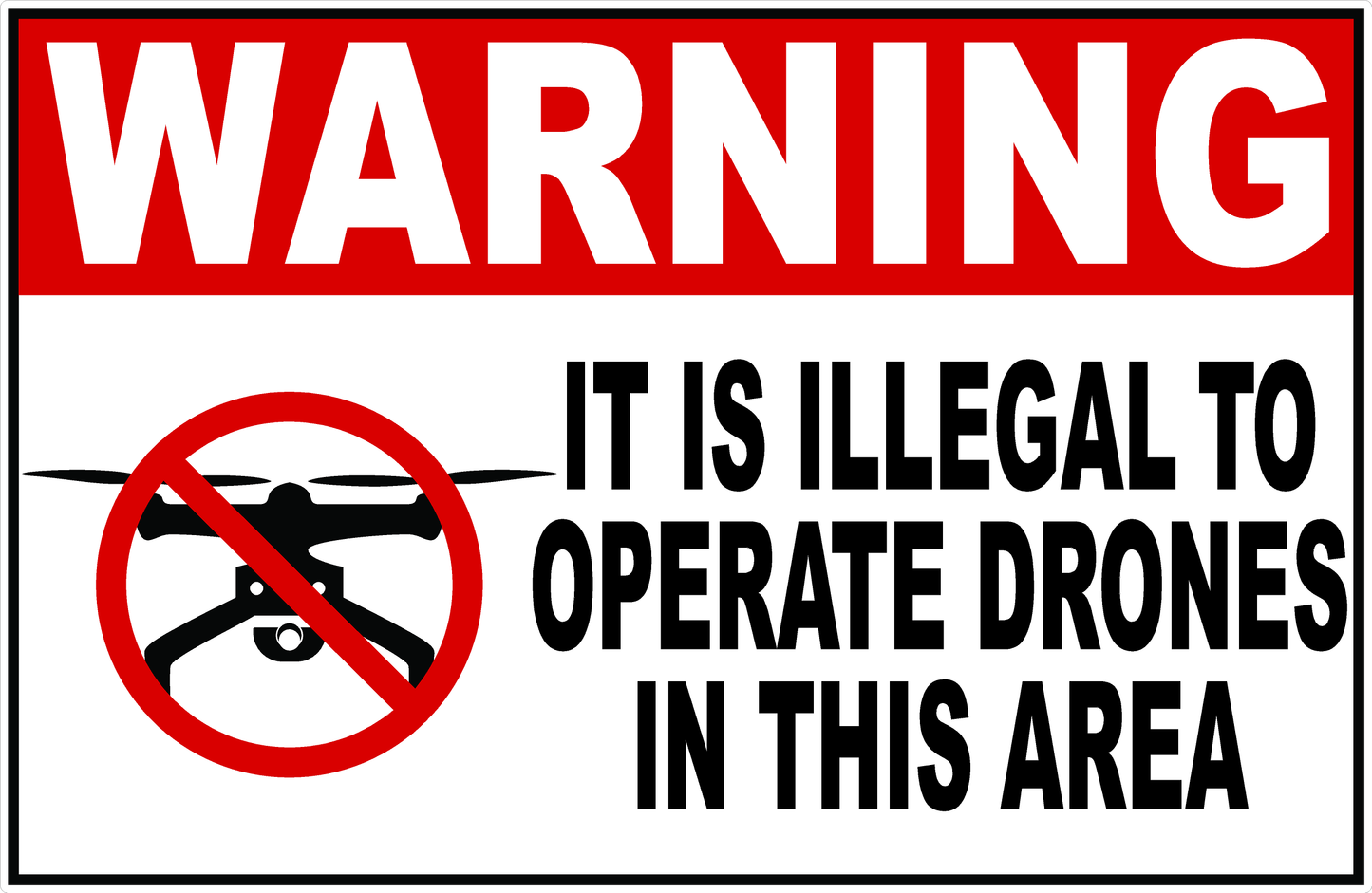 Warning It Is Illegal to Operate Drones in This Area Sign
