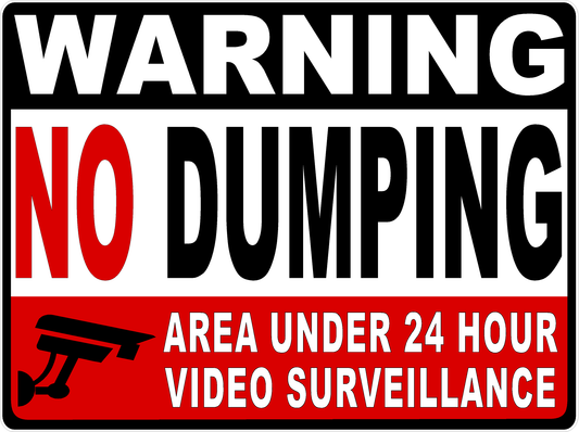 Warning No Dumping Video Surveillance in 24 Hour Use Magnet