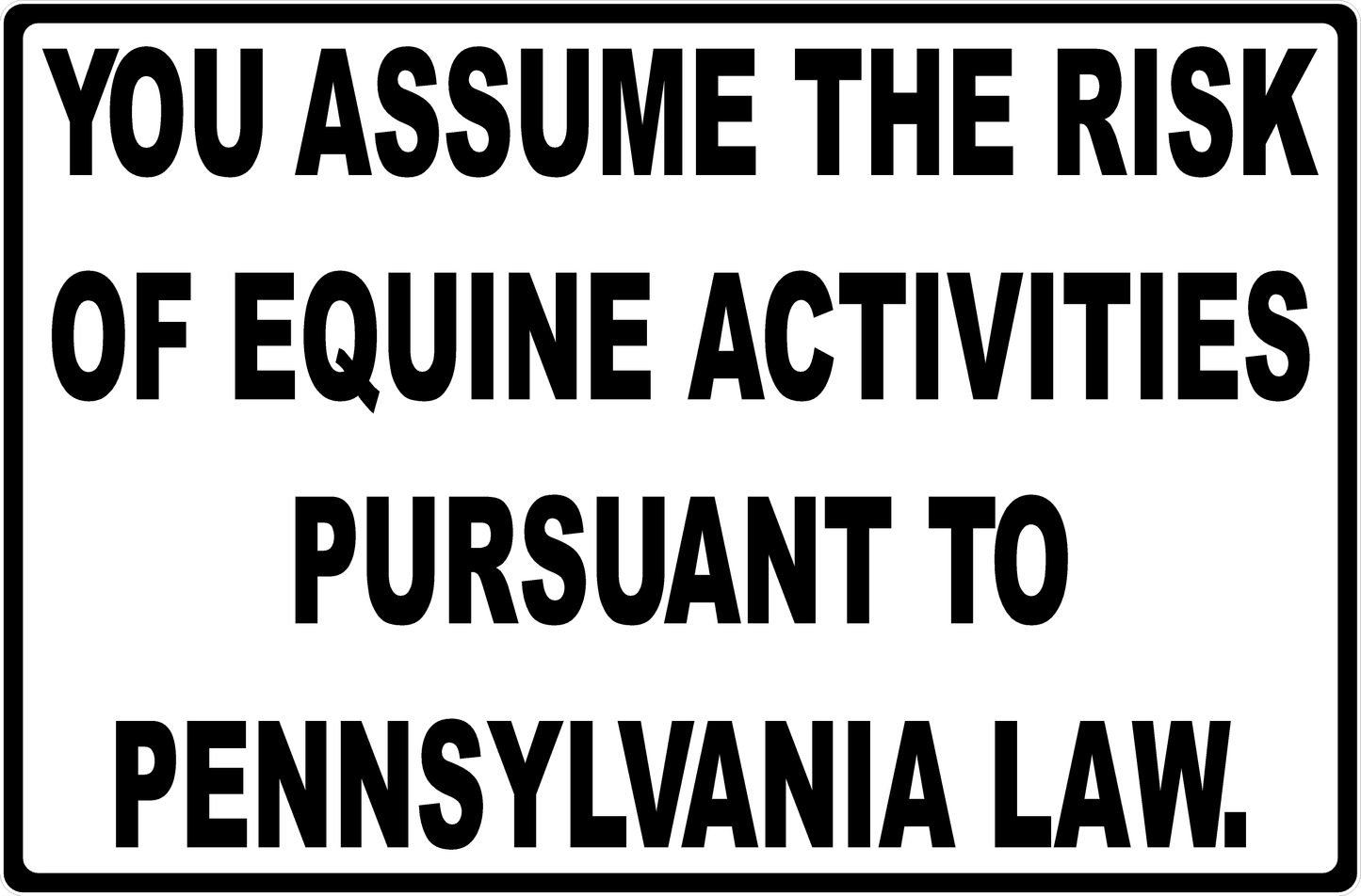 Equine Liability Law Sign for Each State
