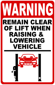 Auto Repair Shop Lift Safety Sign