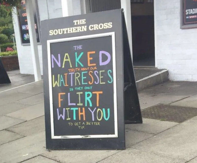 Read Between the Lines.  Funny Bar Sign