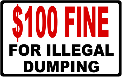 $100 Fine for Illegal Dumping Decal