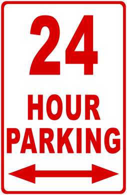 24 Hour parking Sign