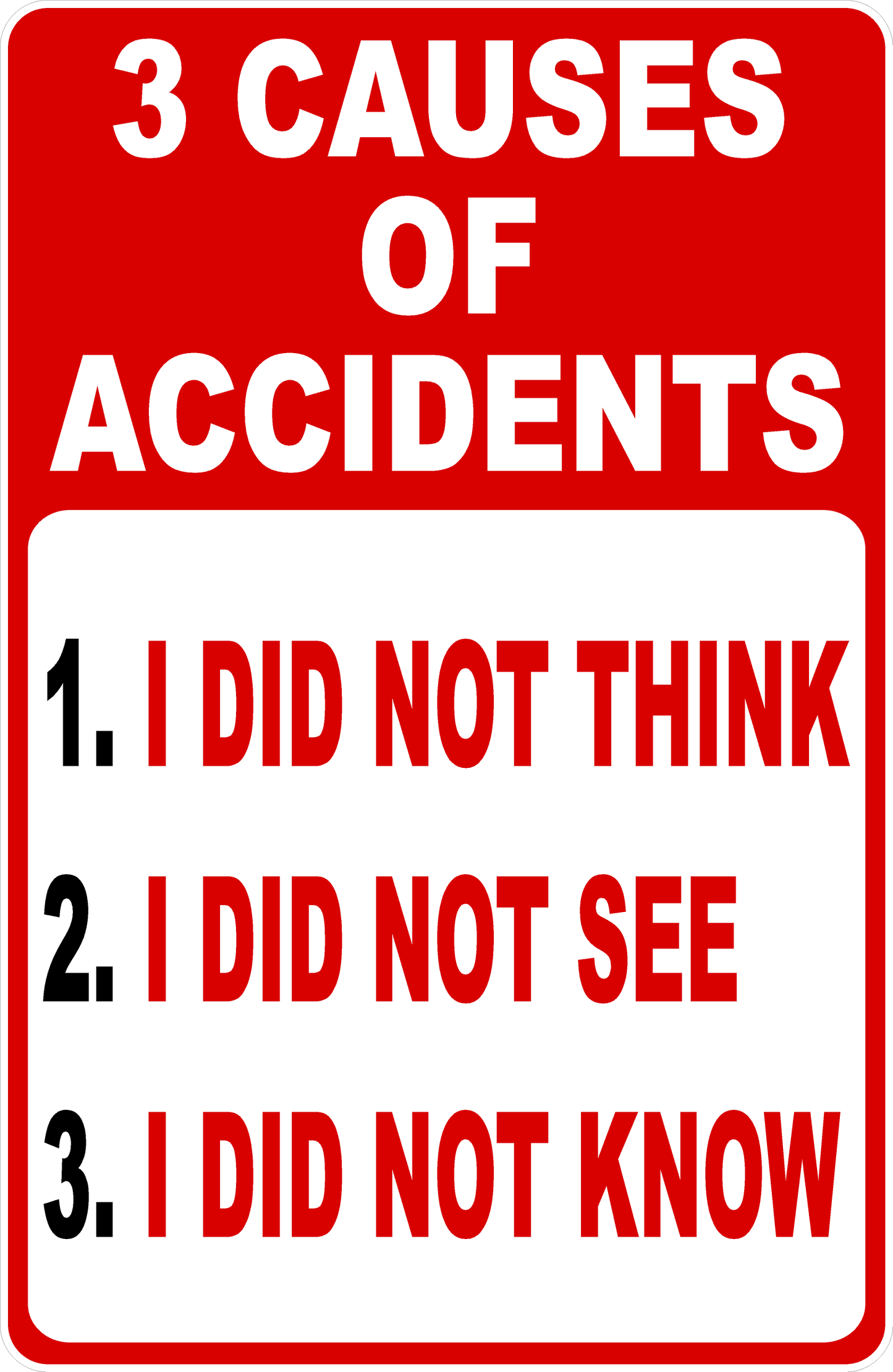 3 Causes of Accidents Decal