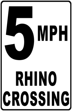 5 MPH Rhino Crossing Sign