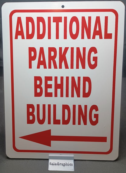 Additional Parking Behind Building Sign with Optional Directional Arrow