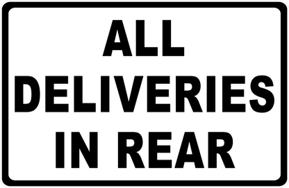 All Deliveries Here Sign with Optional Directional Arrow