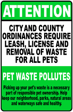 Leash Law ordinance Sign