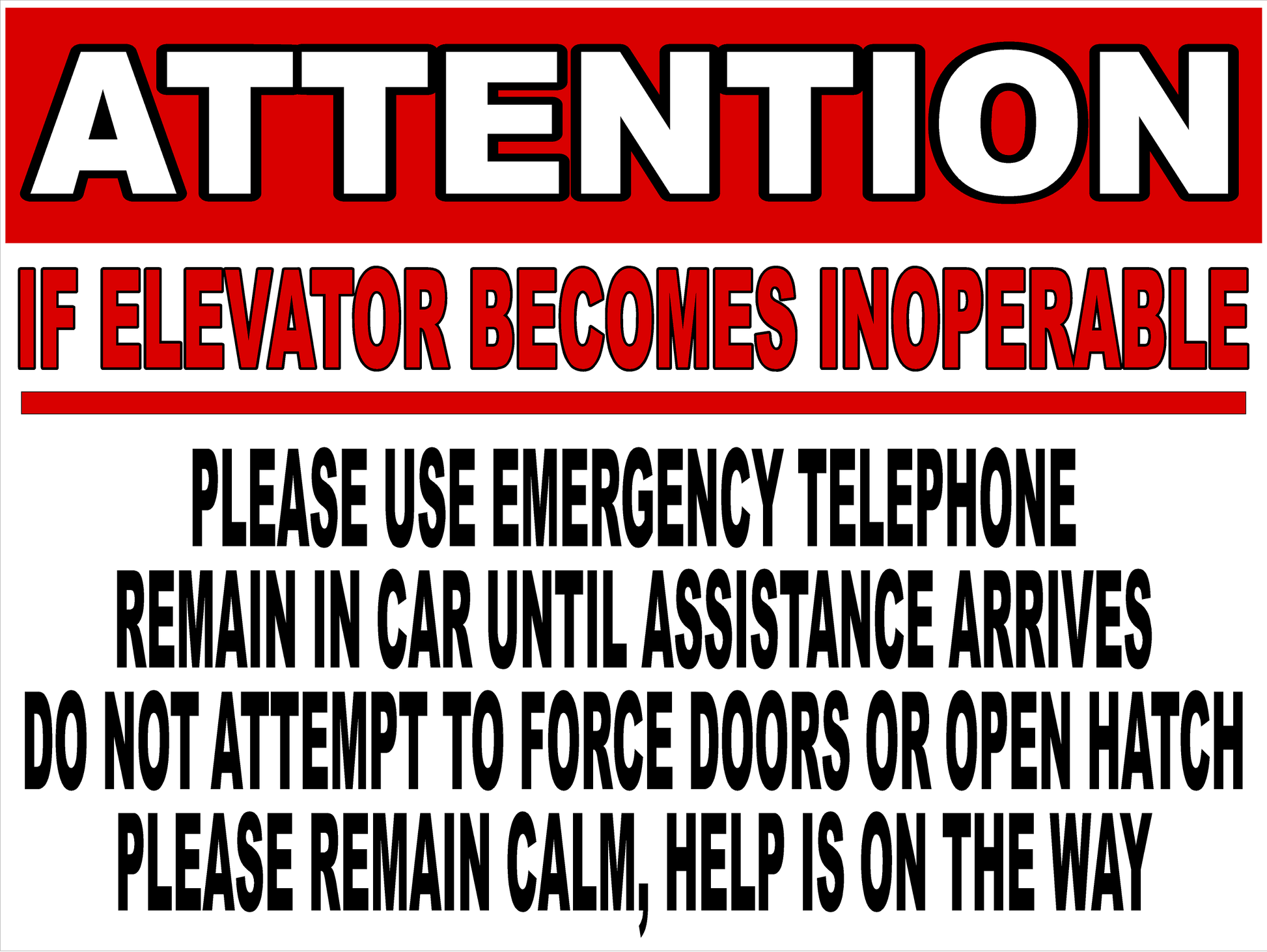 Attention If Elevator Becomes Inoperable Decal – signs by salagraphics