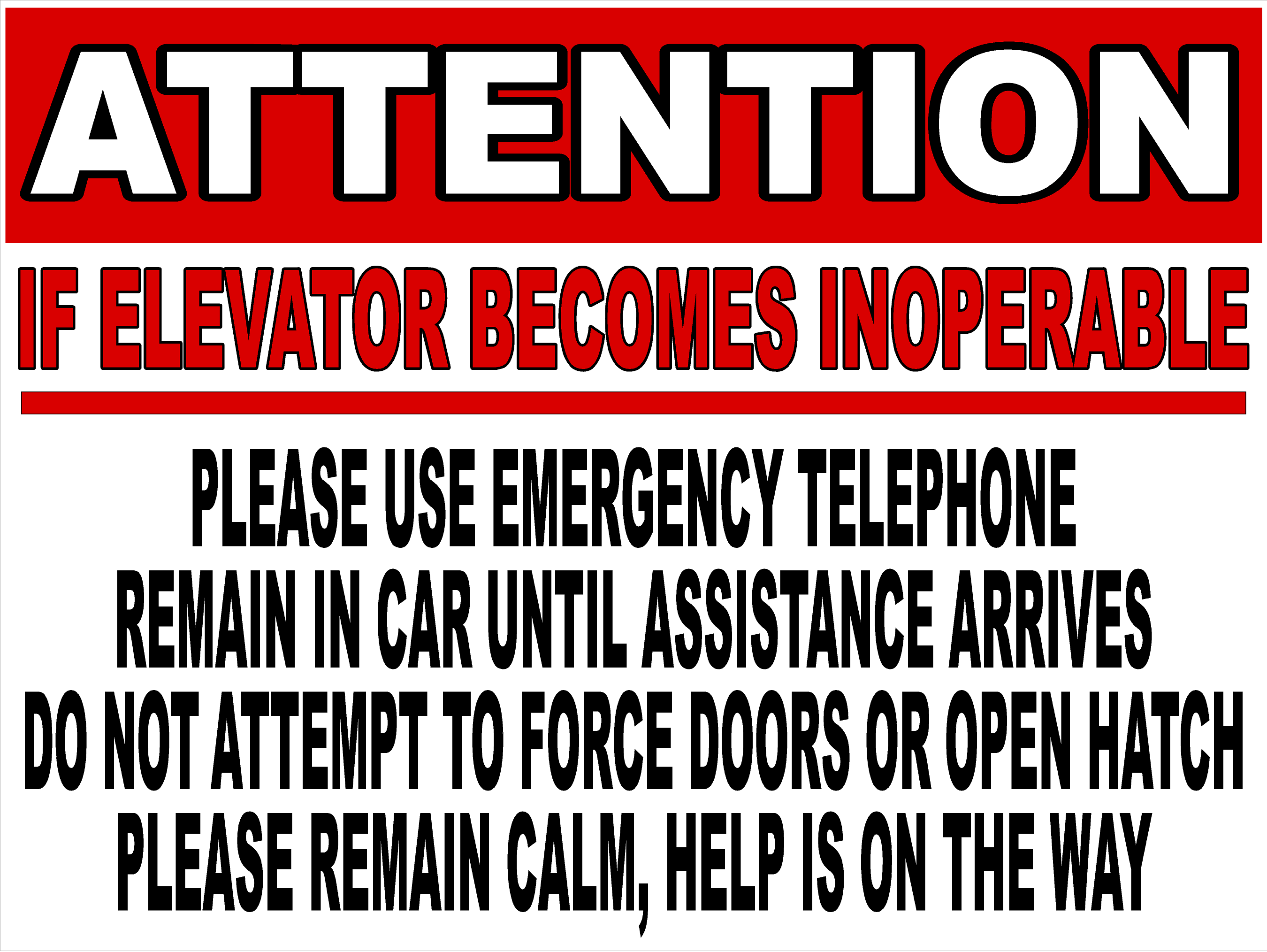 Attention If Elevator Becomes Inoperable Decal – Signs by SalaGraphics