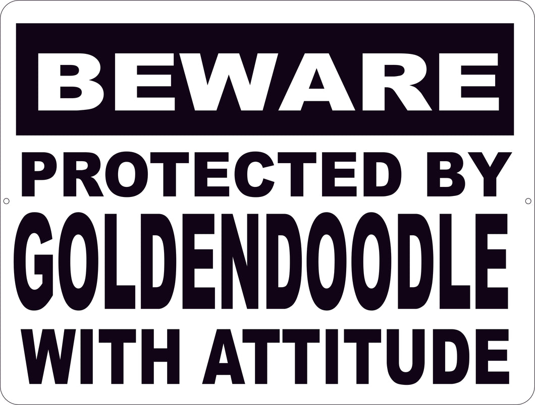 Beware Protected by (Your Custom Dog Breed) With Attitude Sign