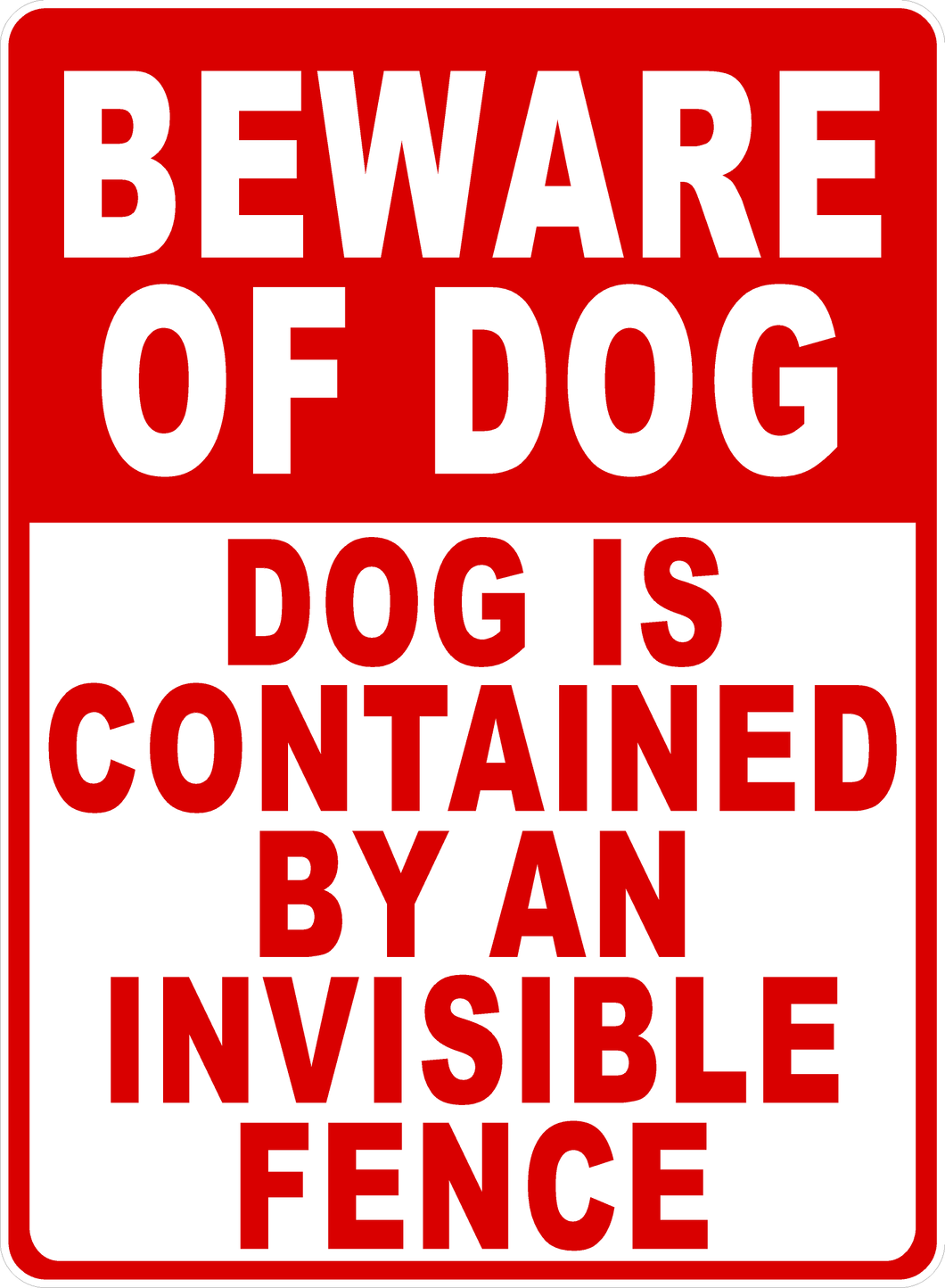 Beware of Dog Dog Is Contained By An Invisible Fence Sign