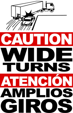 Caution Wide Turns Bilingual Decal Multi-Pack