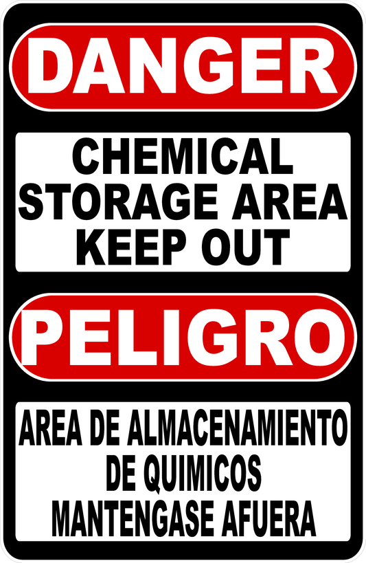Danger Bilingual Chemical Storage Area Keep Out Sign