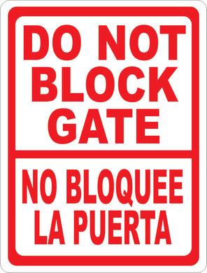 Do Not Block Gate Bilingual Sign