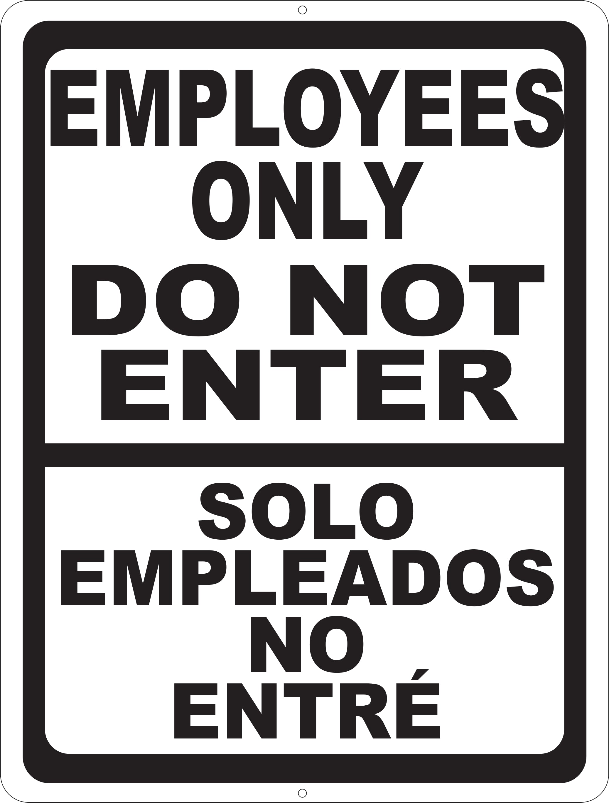 Employees Only Do Not Enter Bilingual Sign – signs by salagraphics